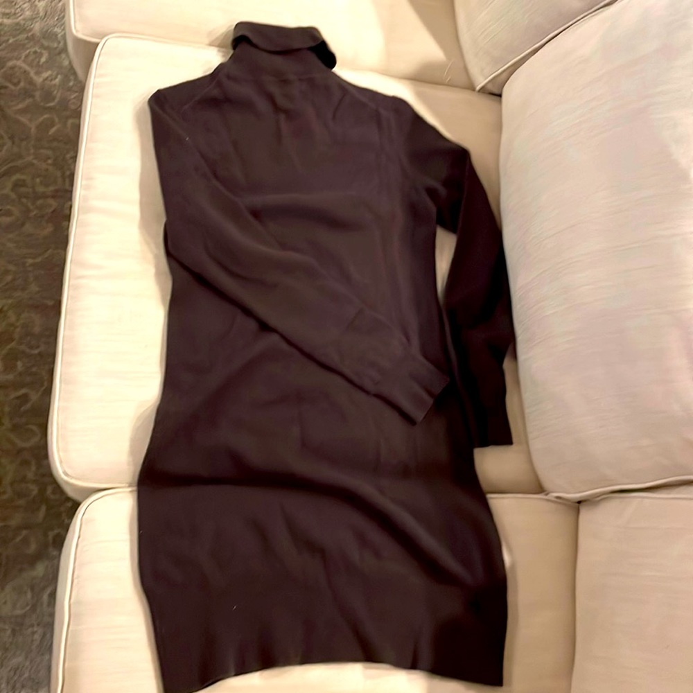 Brown cashmere turtleneck sweater dress